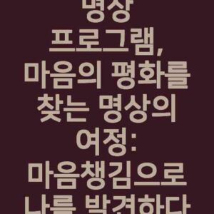 명상 프로그램, 마음의 평화를 찾는 명상의 여정: 마음챙김으로 나를 발견하다